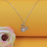 Silver Duck Shape Diamonds Pendant With Chain